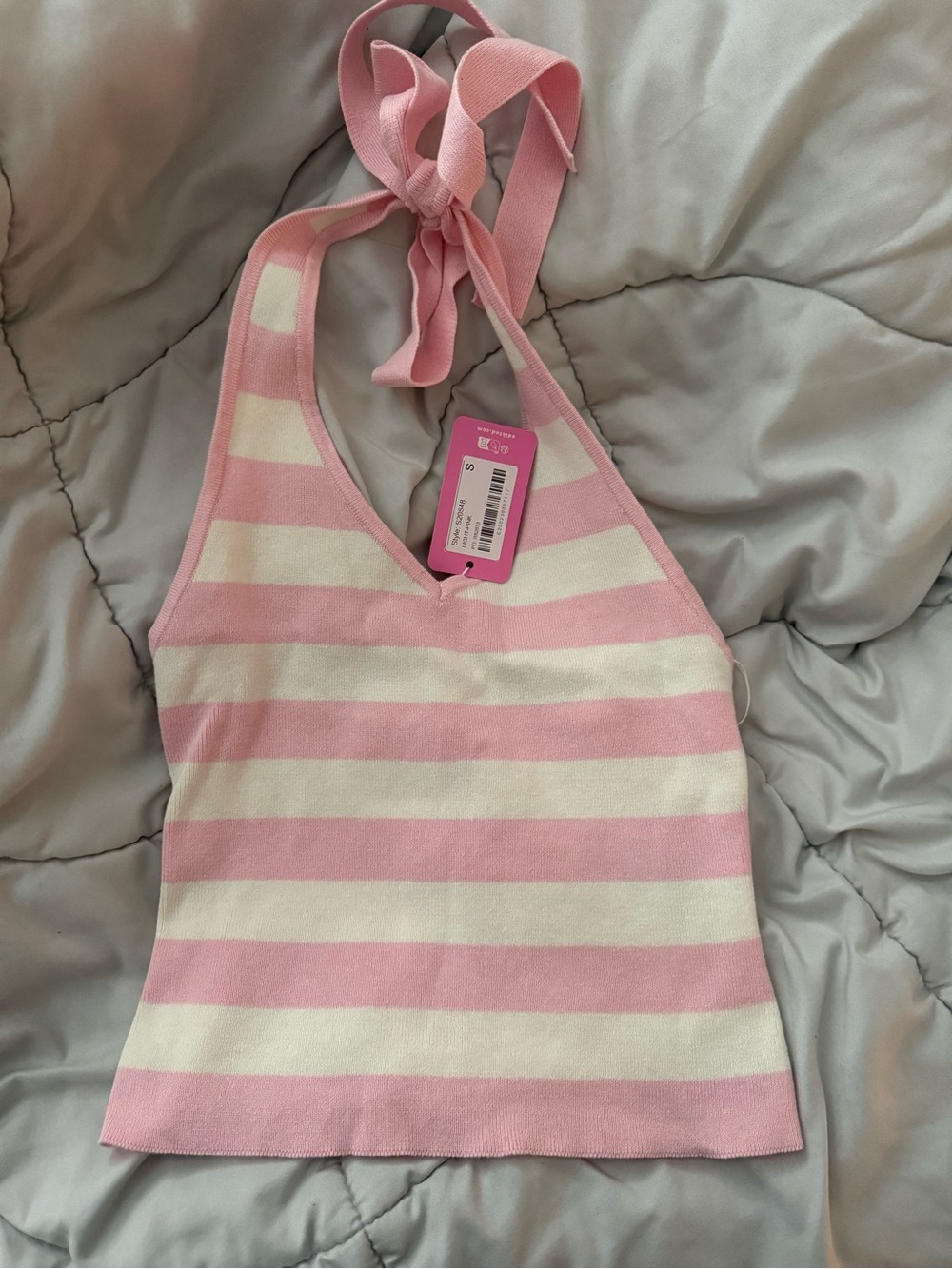 Edikted Light Pink and White Striped Kids Pajama Top